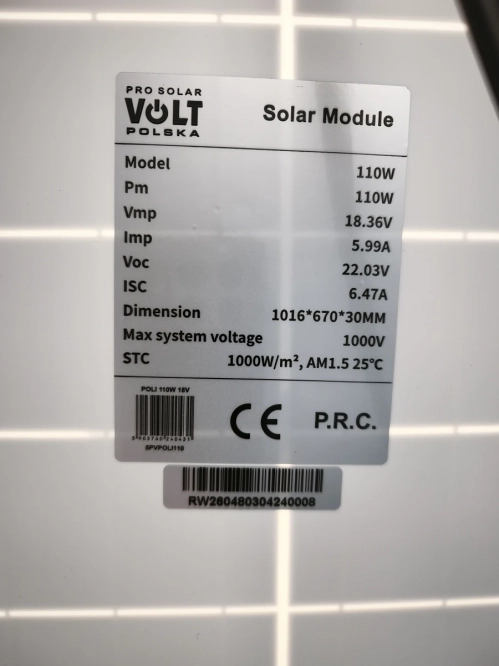 Panel 110W +  5m xt60