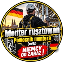 Monter rusztowań / Pomocnik montera (m/k) Niemcy od zaraz